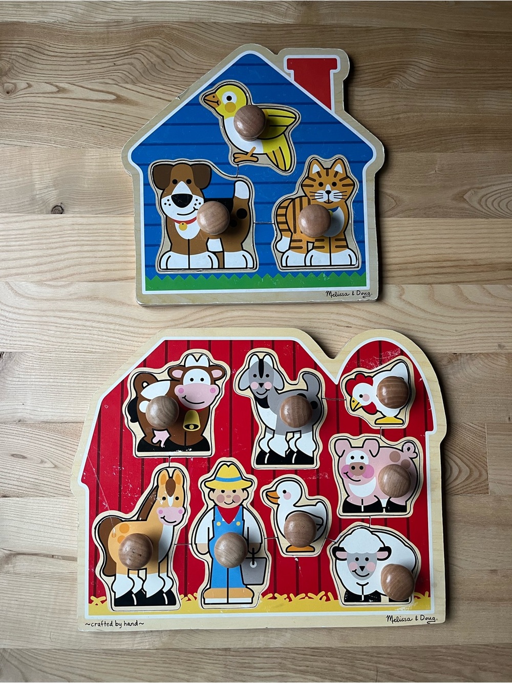 Melissa & Doug Farm and House Wooden Peg Puzzles